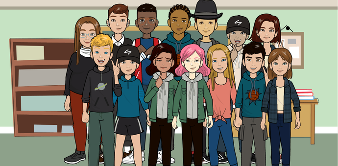 Gruppenbild als Comic