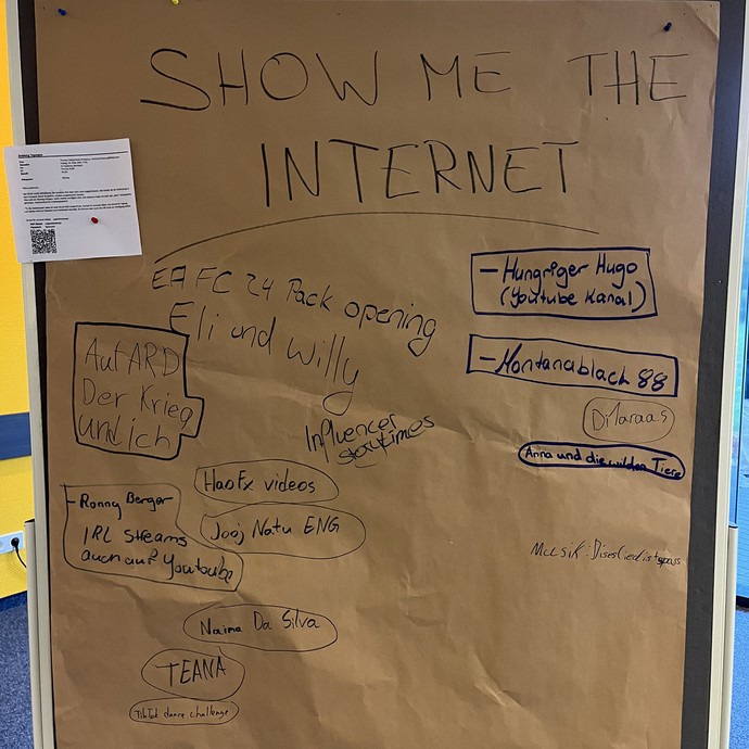 Plakat "Show me the internet" mit Filmwünschen für den Youtube-Abend. (vergrößerte Bildansicht wird geöffnet)